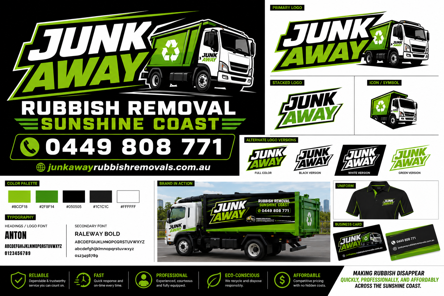 Junk Away speculative rubbish-removal identity and brand system