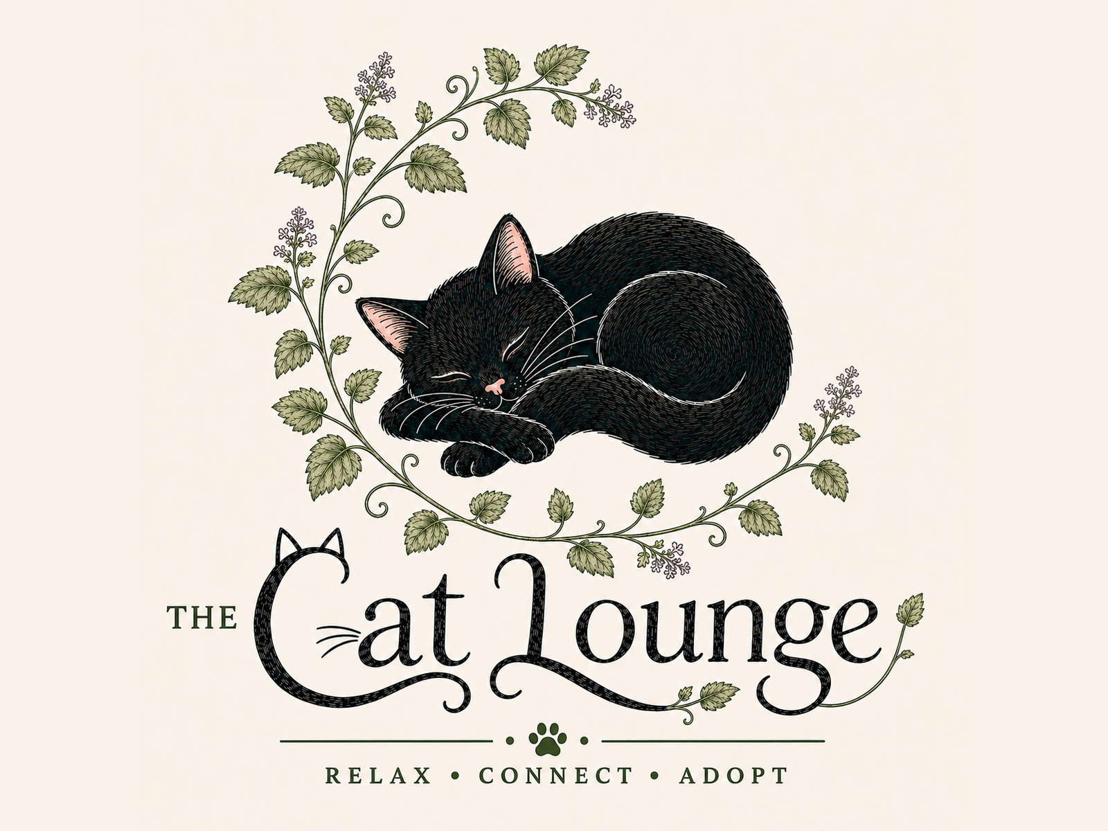 The Cat Lounge primary logo and botanical identity